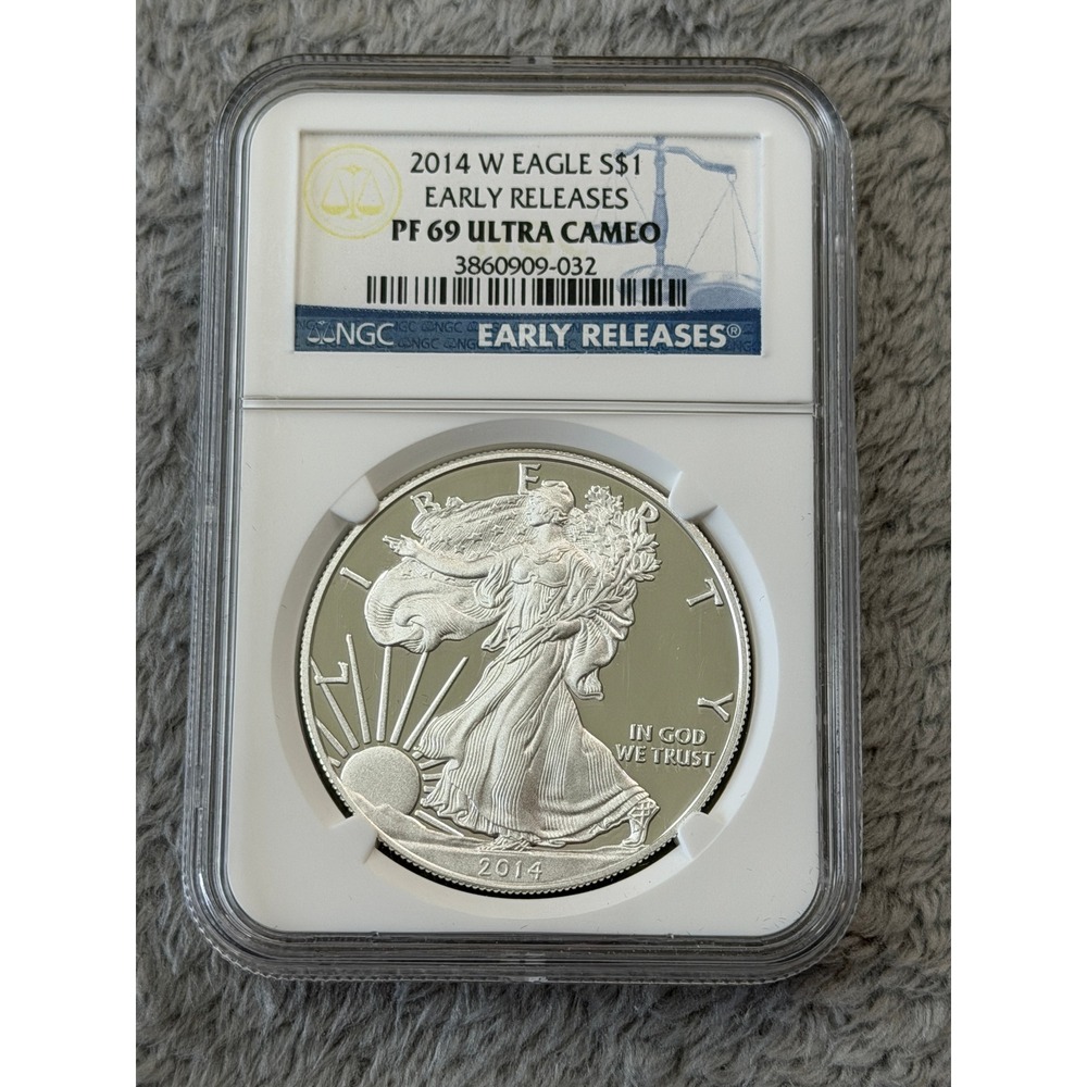 2014 W American Silver Eagle NGC PF 69 Ultra Cameo Early Releases 1oz Silver $1